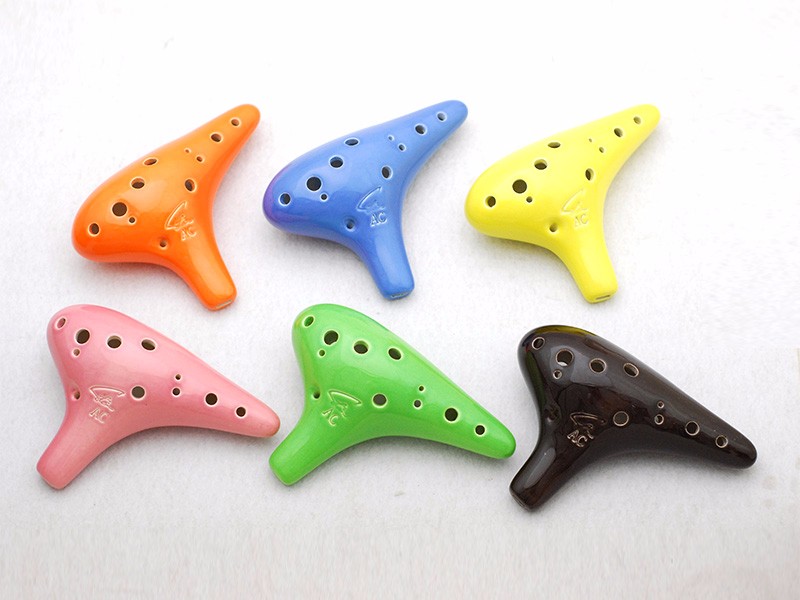 12孔圆头型色釉陶笛