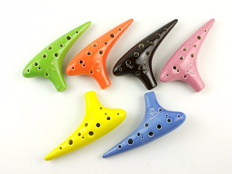 12孔圆头型色釉陶笛