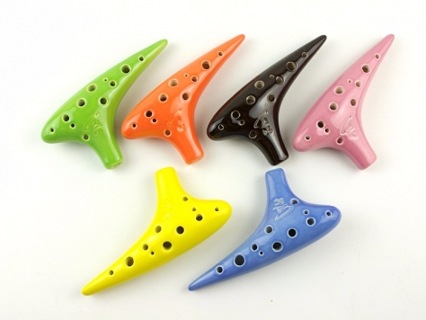 12孔圆头型色釉陶笛